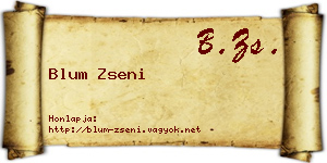 Blum Zseni névjegykártya